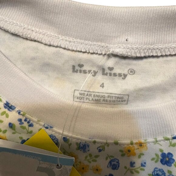 KissyKissy Girls 2-Piece Pajama Set Size 4 Floral Print 100% Cotton NWT - Picture 4 of 6